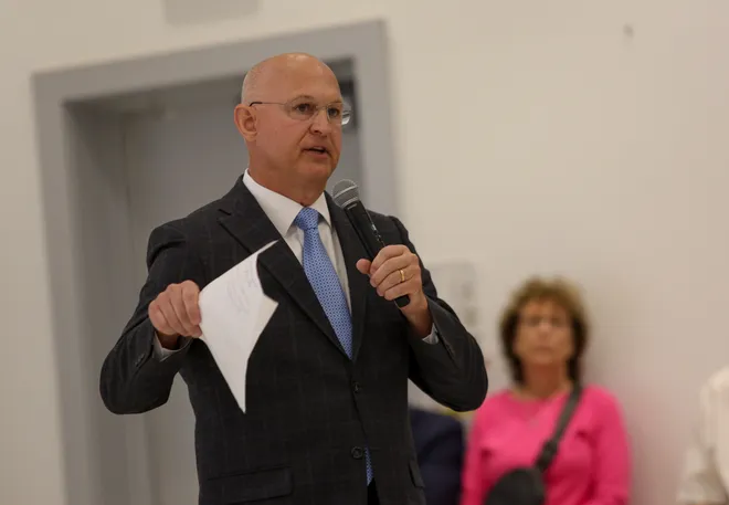 Keith Touchberry responds during the Indian River County Sheriff Debate